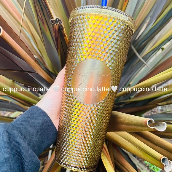 💜2 NEW💛Starbucks UW University of Washington 2022 Studded Bling Gold Cups - Picture 3 of 9